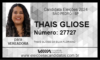 Candidato THAIS GLIOSE 2024 - SÃO PEDRO - Eleições