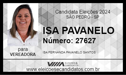 Candidato ISA PAVANELO 2024 - SÃO PEDRO - Eleições