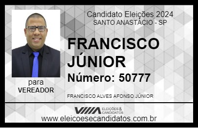 Candidato FRANCISCO JÚNIOR 2024 - SANTO ANASTÁCIO - Eleições