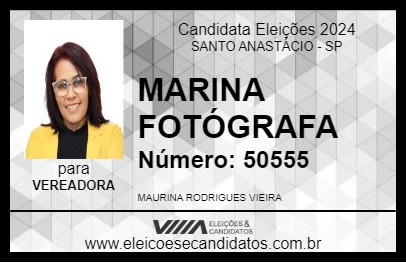 Candidato MARINA FOTÓGRAFA 2024 - SANTO ANASTÁCIO - Eleições