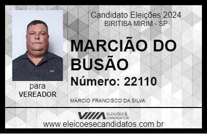 Candidato MARCIÃO DO BUSÃO 2024 - BIRITIBA MIRIM - Eleições