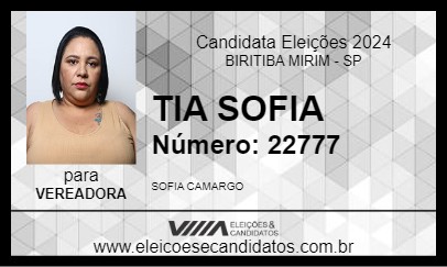 Candidato TIA SOFIA 2024 - BIRITIBA MIRIM - Eleições