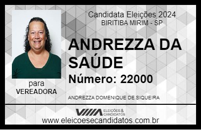 Candidato ANDREZZA DA SAÚDE 2024 - BIRITIBA MIRIM - Eleições