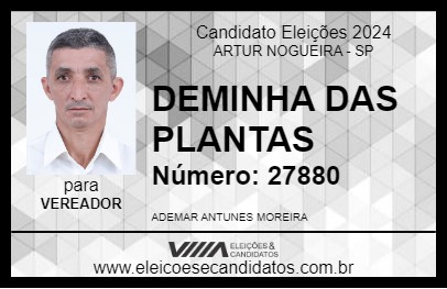 Candidato DEMINHA DAS PLANTAS  2024 - ARTUR NOGUEIRA - Eleições