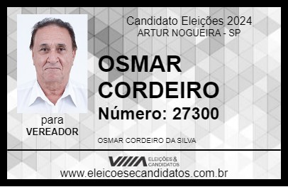 Candidato OSMAR CORDEIRO 2024 - ARTUR NOGUEIRA - Eleições