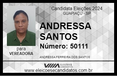 Candidato ANDRESSA SANTOS 2024 - GUAPIAÇU - Eleições