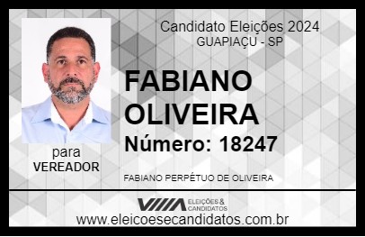 Candidato FABIANO OLIVEIRA 2024 - GUAPIAÇU - Eleições