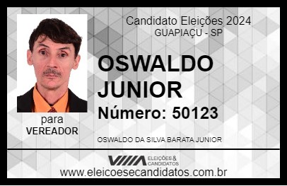 Candidato OSWALDO JUNIOR 2024 - GUAPIAÇU - Eleições