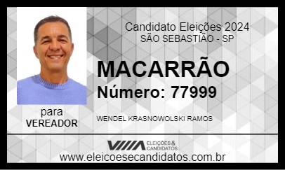 Candidato MACARRÃO 2024 - SÃO SEBASTIÃO - Eleições