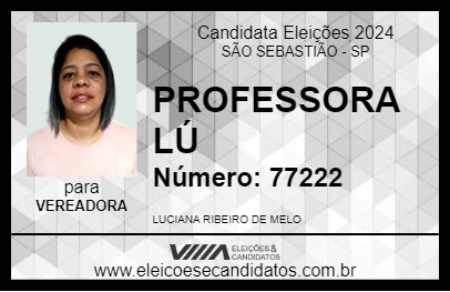 Candidato PROFESSORA LÚ 2024 - SÃO SEBASTIÃO - Eleições