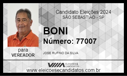 Candidato BONI 2024 - SÃO SEBASTIÃO - Eleições