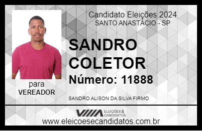 Candidato SANDRO COLETOR 2024 - SANTO ANASTÁCIO - Eleições