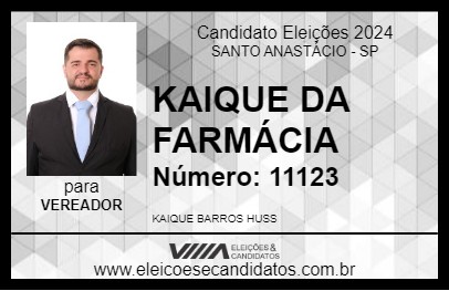 Candidato KAIQUE DA FARMÁCIA 2024 - SANTO ANASTÁCIO - Eleições