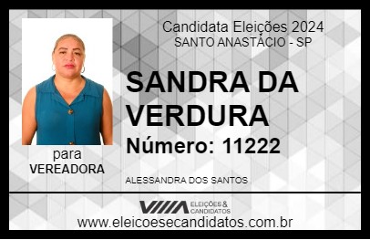 Candidato SANDRA DA VERDURA 2024 - SANTO ANASTÁCIO - Eleições