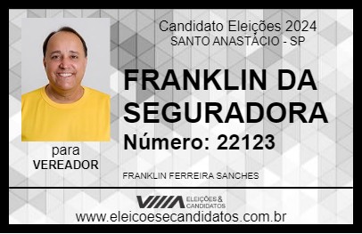 Candidato FRANKLIN DA SEGURADORA 2024 - SANTO ANASTÁCIO - Eleições