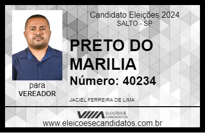 Candidato PRETO DO MARILIA 2024 - SALTO - Eleições