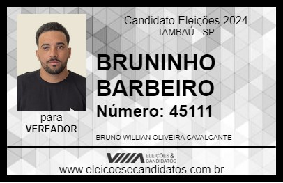 Candidato BRUNINHO BARBEIRO 2024 - TAMBAÚ - Eleições