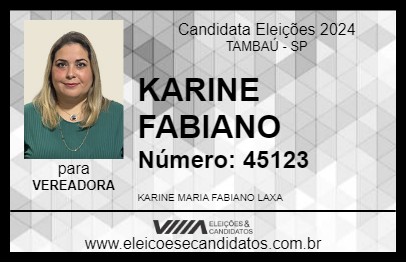 Candidato KARINE FABIANO 2024 - TAMBAÚ - Eleições