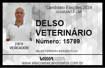 Candidato DELSO VETERINÁRIO 2024 - GUARANTÃ - Eleições