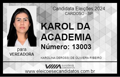 Candidato KAROL DA ACADEMIA 2024 - CARDOSO - Eleições