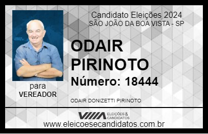 Candidato ODAIR PIRINOTO 2024 - SÃO JOÃO DA BOA VISTA - Eleições