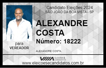 Candidato ALEXANDRE COSTA 2024 - SÃO JOÃO DA BOA VISTA - Eleições