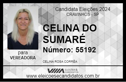 Candidato CELINA DO SUMARÉ 2024 - CRAVINHOS - Eleições