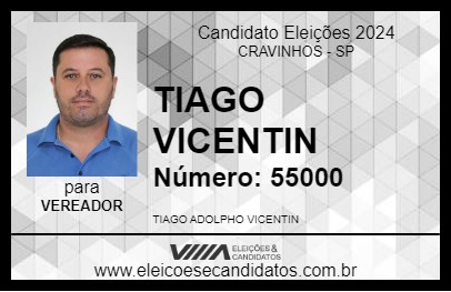 Candidato TIAGO VICENTIN 2024 - CRAVINHOS - Eleições