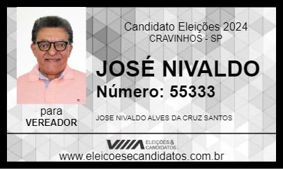 Candidato JOSÉ NIVALDO 2024 - CRAVINHOS - Eleições