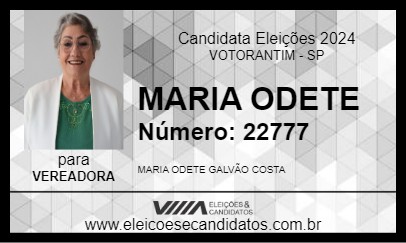 Candidato MARIA ODETE 2024 - VOTORANTIM - Eleições