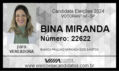 Candidato BINA MIRANDA 2024 - VOTORANTIM - Eleições