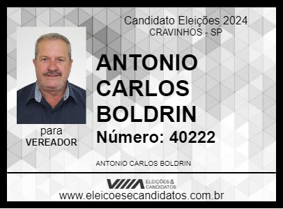 Candidato ANTONIO CARLOS BOLDRIN 2024 - CRAVINHOS - Eleições