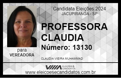 Candidato PROFESSORA CLAUDIA 2024 - JACUPIRANGA - Eleições