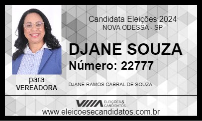 Candidato DJANE SOUZA 2024 - NOVA ODESSA - Eleições