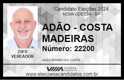 Candidato ADÃO - COSTA MADEIRAS 2024 - NOVA ODESSA - Eleições