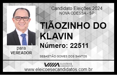 Candidato TIÃOZINHO DO KLAVIN 2024 - NOVA ODESSA - Eleições