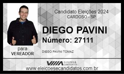 Candidato DIEGO PAVINI 2024 - CARDOSO - Eleições