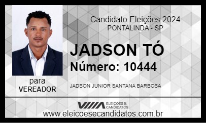 Candidato JADSON TÓ 2024 - PONTALINDA - Eleições