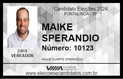 Candidato MAIKE SPERANDIO 2024 - PONTALINDA - Eleições