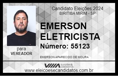 Candidato EMERSON ELETRICISTA 2024 - BIRITIBA MIRIM - Eleições