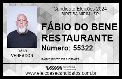 Candidato FÁBIO DO BENE RESTAURANTE 2024 - BIRITIBA MIRIM - Eleições