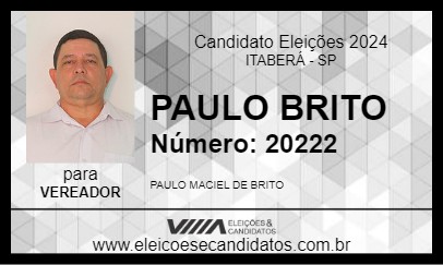 Candidato PAULO BRITO 2024 - ITABERÁ - Eleições