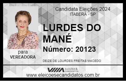 Candidato LURDES DO MANÉ 2024 - ITABERÁ - Eleições