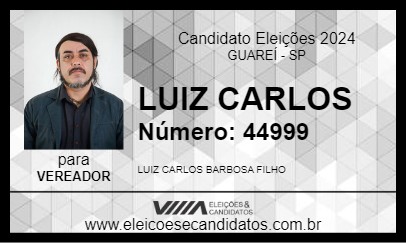 Candidato LUIZ CARLOS 2024 - GUAREÍ - Eleições