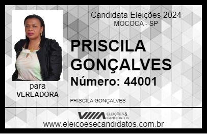 Candidato PRISCILA GONÇALVES 2024 - MOCOCA - Eleições