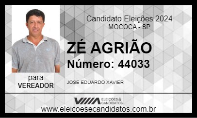 Candidato ZÉ AGRIÃO 2024 - MOCOCA - Eleições