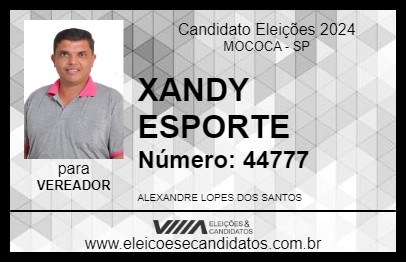 Candidato XANDY ESPORTE 2024 - MOCOCA - Eleições