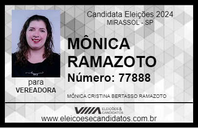 Candidato MÔNICA RAMAZOTO 2024 - MIRASSOL - Eleições