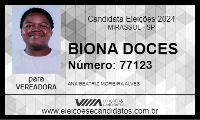 Candidato BIONA DOCES 2024 - MIRASSOL - Eleições