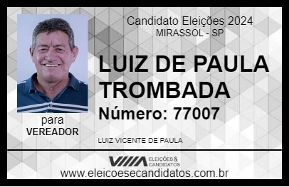 Candidato LUIZ DE PAULA TROMBADA 2024 - MIRASSOL - Eleições